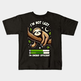 I'm Not Lazy I'm Energy Efficient Funny Sloth Kids T-Shirt